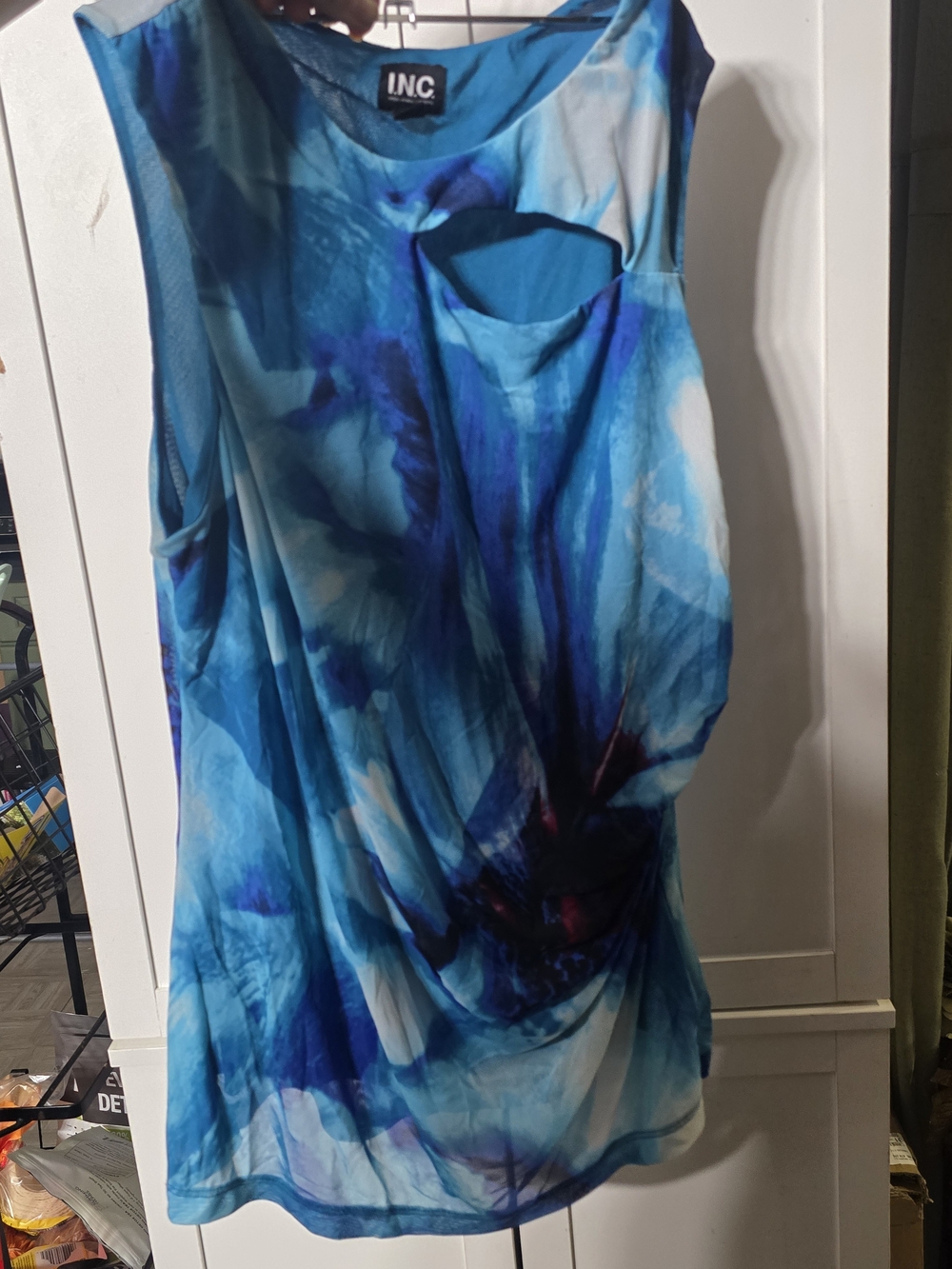 INC International Concepts Blue Tie-Dye Sleeveless Top